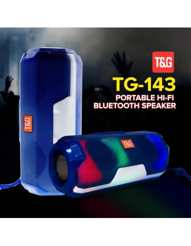 Altavoz bluetooth estéreo con luces LED T&G prisma hexagonal TG-143 azul (2x 5W)