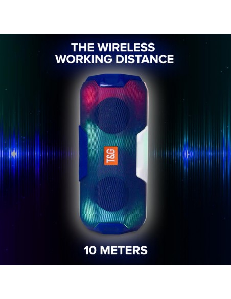 Altavoz bluetooth estéreo con luces LED T&G prisma hexagonal TG-143 azul (2x 5W)
