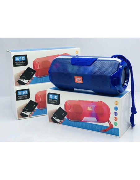 Altavoz bluetooth estéreo con luces LED T&G prisma hexagonal TG-143 azul (2x 5W)