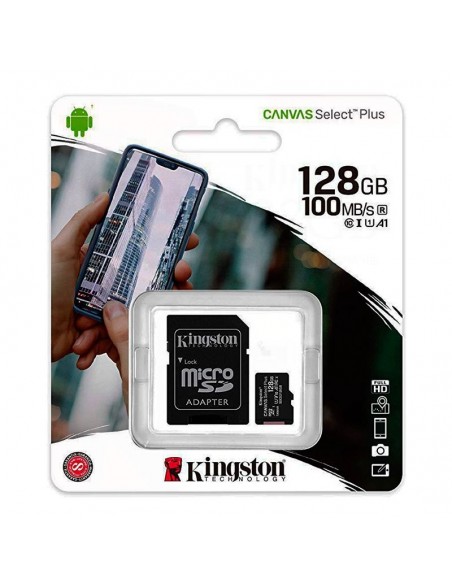 Tarjeta memoria microSD con adaptador 128 GB Kingston (Clase 10)