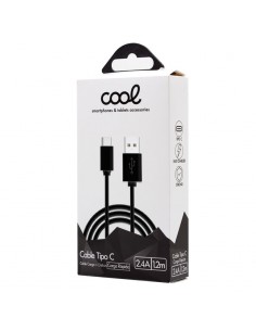 Cable USB universal tipo C compatible COOL (1,2 metros) negro 2