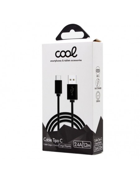 Cable USB universal tipo C compatible COOL (1,2 metros) negro