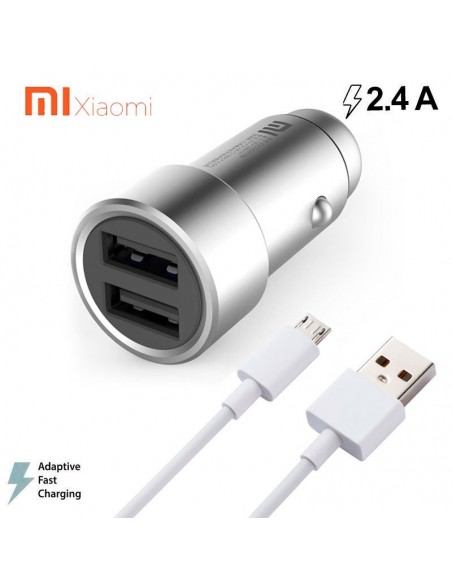 Cargador mechero coche original Xiaomi 2.4Amp carga rápida doble toma USB (Blíster)
