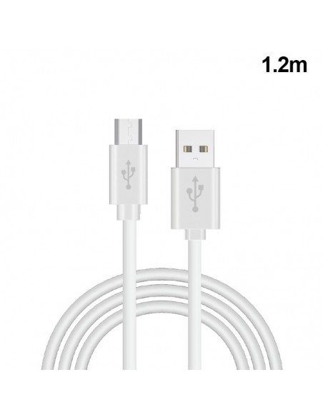 Cable USB compatible universal microUSB blanco 1,2 metros