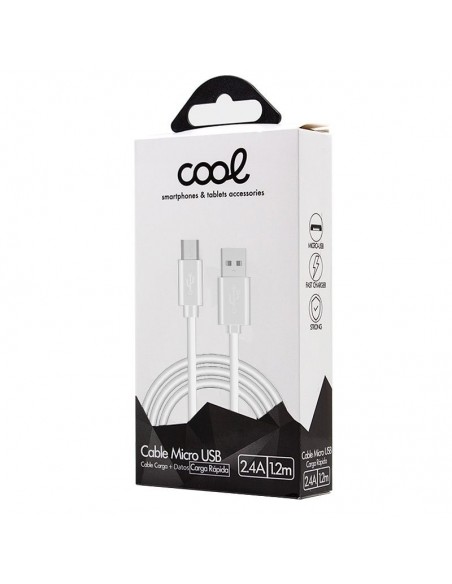 Cable USB compatible universal microUSB blanco 1,2 metros