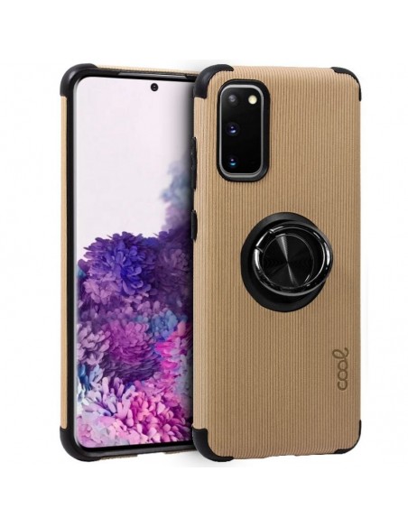 Carcasa reforzada TPU Samsung G980 Galaxy S20 tela + anilla beige