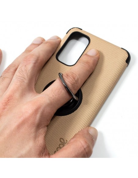 Carcasa reforzada TPU Samsung G980 Galaxy S20 tela + anilla beige