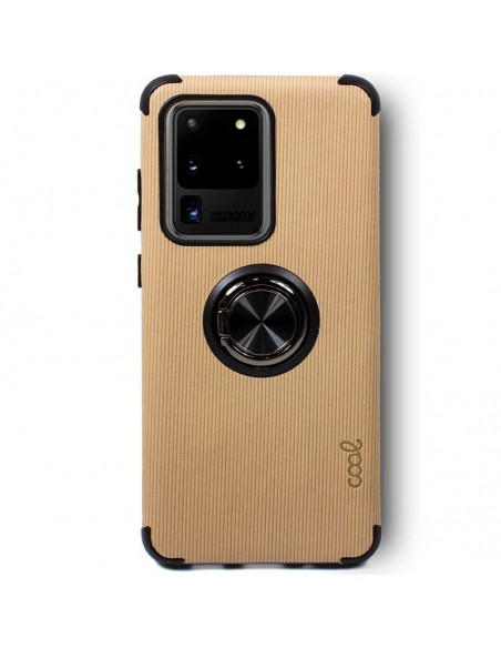 Carcasa reforzada TPU Samsung G988 Galaxy S20 Ultra 5G tela + anilla beige