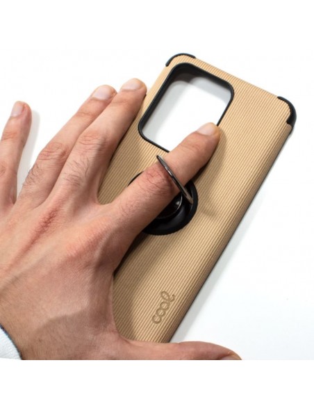 Carcasa reforzada TPU Samsung G988 Galaxy S20 Ultra 5G tela + anilla beige