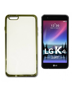 Carcasa TPU transparente LG K4 (2017) / K8 (2017) borde metalizado dorado