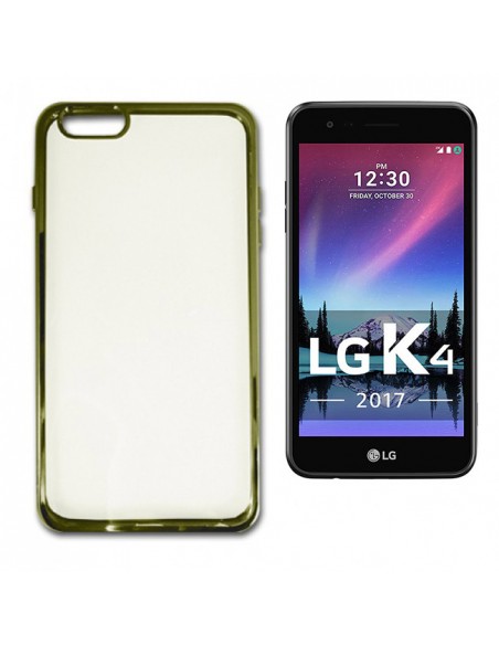 Carcasa TPU transparente LG K4 (2017) / K8 (2017) borde metalizado dorado
