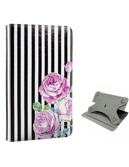 Funda polipiel soporte giratorio universal tablets 9,7 - 10'' pulgadas panorámica diseño Flores