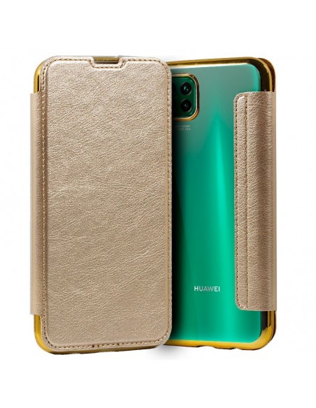 Funda libro polipiel soporte TPU Huawei P40 Lite dorada