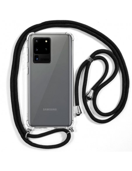 Carcasa TPU transparente Samsung G988 Galaxy S20 Ultra 5G cordón negro