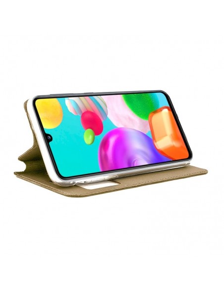 Funda libro soporte TPU Samsung A415 Galaxy A41 dorada