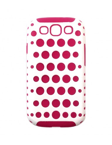 Carcasa puntos silicona Samsung Galaxy S3 I9300 blanca y rosa