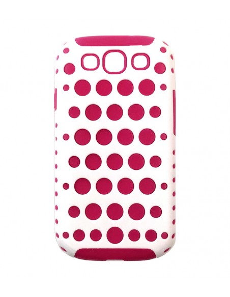 Carcasa puntos silicona Samsung Galaxy S3 I9300 blanca y rosa