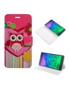 Funda libro soporte rígido Samsung Galaxy Alpha diseño Búho Flores