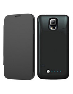 Funda libro batería Samsung G900 Galaxy S5 Power Bank negra 3800 mAh