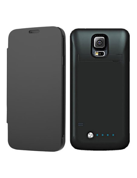 Funda libro batería Samsung G900 Galaxy S5 Power Bank negra 3800 mAh