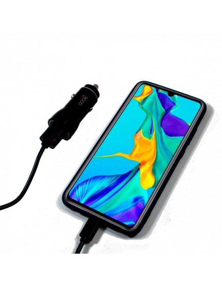 Cargador coche conector tipo C (2 x USB) Cool 2.4 A Kit 2 en 1 negro