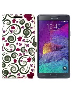 Funda libro cartera soporte TPU Samsung Galaxy Note 4 diseño Hojas Viento