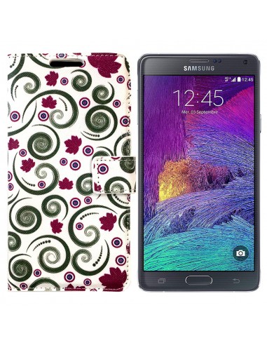 Funda libro cartera soporte TPU Samsung Galaxy Note 4 diseño Hojas Viento