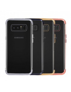Carcasa TPU transparente Samsung N950 Galaxy Note 8 detalles metalizados plateados 2