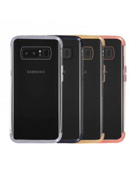 Carcasa TPU transparente Samsung N950 Galaxy Note 8 detalles metalizados gris grafito