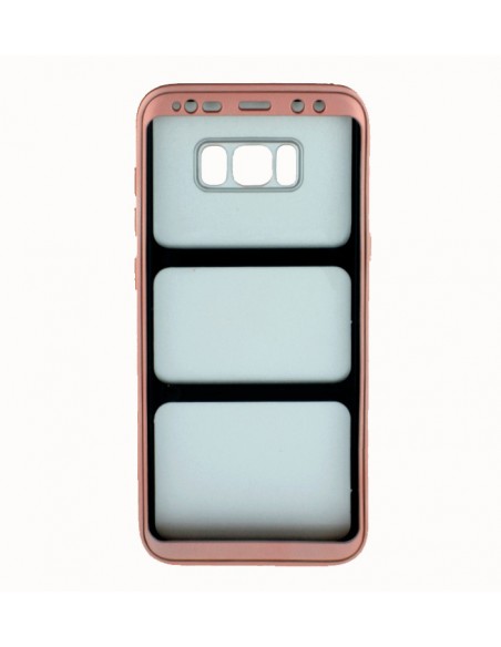 Carcasa TPU doble tapa reborde Samsung G955 Galaxy S8 Plus rosa cobre