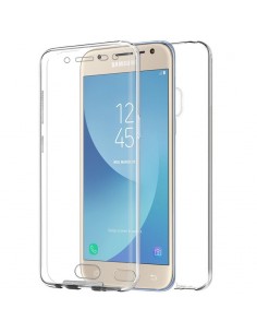 Funda 2 en 1 gel TPU 3D Samsung J330 Galaxy J3 (2017) transparente (Frontal + trasera)