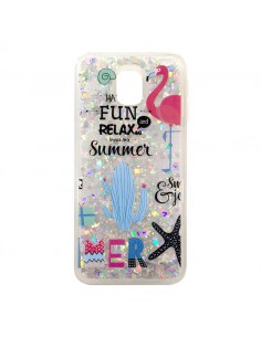 Carcas TPU gel purpurina Samsung J330 Galaxy J3 (2017) diseño Summer Flamenco