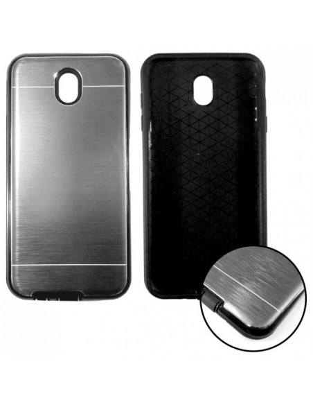 Carcasa aluminio cama TPU Samsung J330 Galaxy J3 (2017) plateada