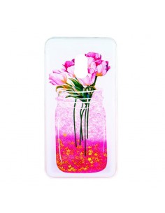Carcasa TPU gel purpurina Samsung J730 Galaxy J7 (2017) diseño Florero rosas