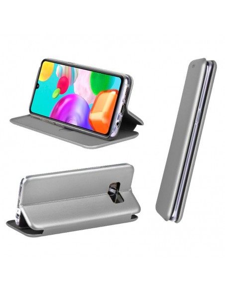 Funda libro soporte Samsung A415 Galaxy A41 Elegance plata