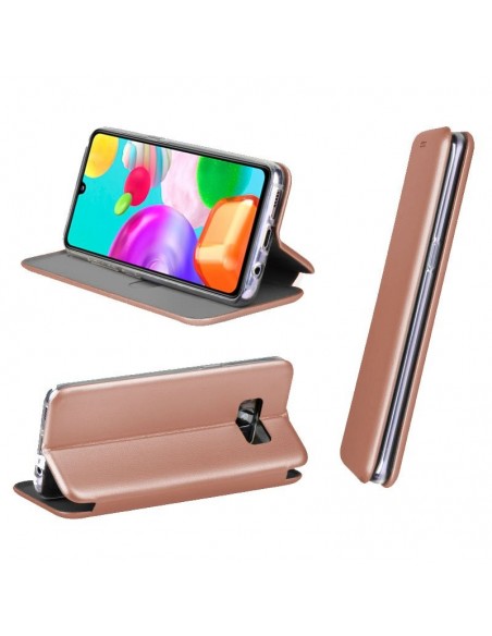 Funda libro soporte Samsung A415 Galaxy A41 Elegance oro rosa cobre