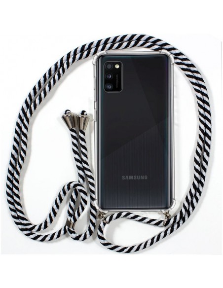 Carcasa TPU Samsung A415 Galaxy A41 cordón blanco y negro