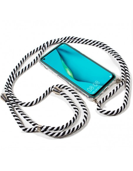 Carcasa reforzada TPU Huawei P40 Lite cordón blanco-negro