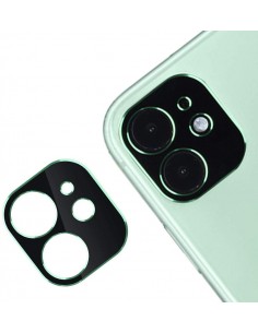Protector cámara trasera aluminio iPhone 11 negro borde verde 2