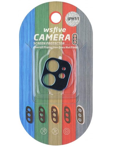 Protector cámara trasera aluminio iPhone 11 negro borde verde