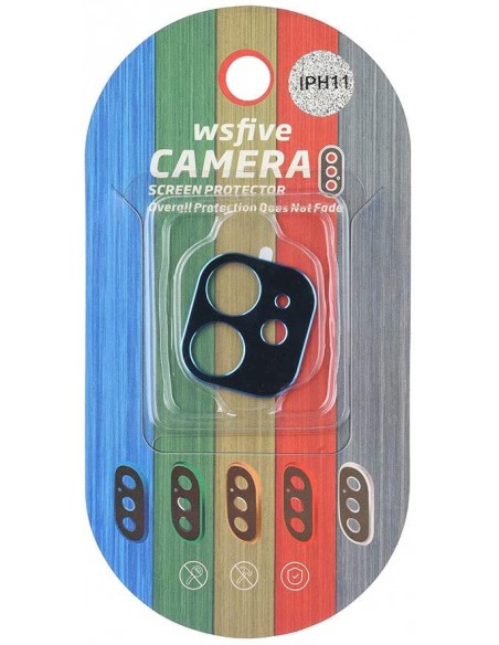 Protector cámara trasera aluminio iPhone 11 negro borde verde