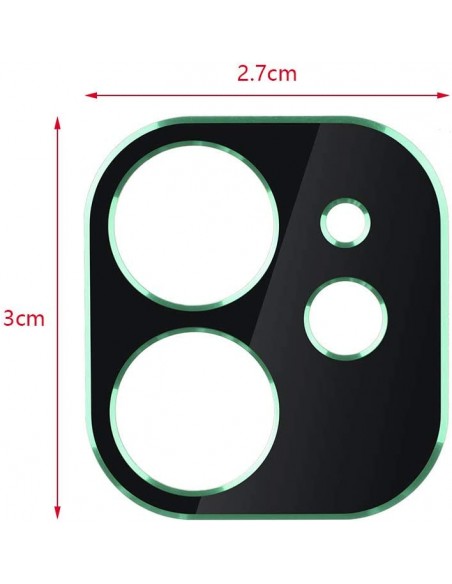 Protector cámara trasera aluminio iPhone 11 negro borde verde