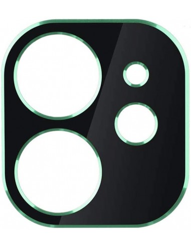 Protector cámara trasera aluminio iPhone 11 negro borde verde