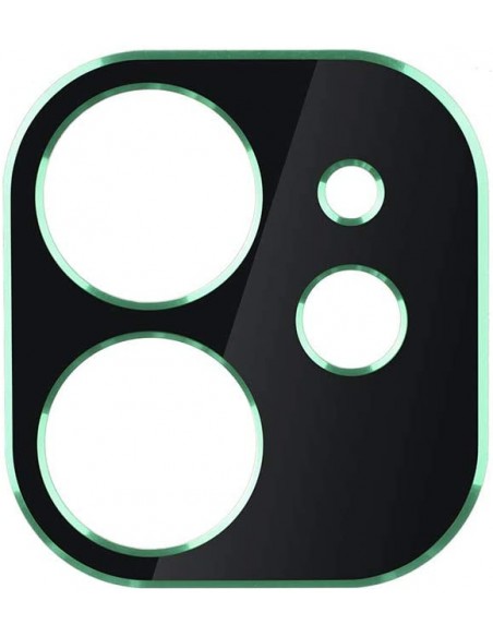 Protector cámara trasera aluminio iPhone 11 negro borde verde
