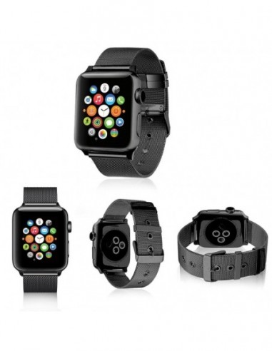 Correa Apple Watch Series 1 / 2 / 3 / 4 / 5 / 6 / SE (38 - 40 mm) metálica negra
