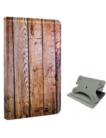 Funda polipiel soporte giratorio universal tablets 9,7 - 10 pulgadas diseño Madera (Panorámica)