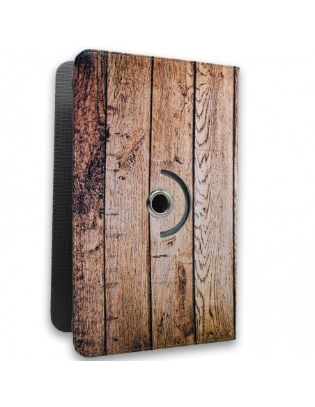Funda polipiel soporte giratorio universal tablets 9,7 - 10 pulgadas diseño Madera (Panorámica)
