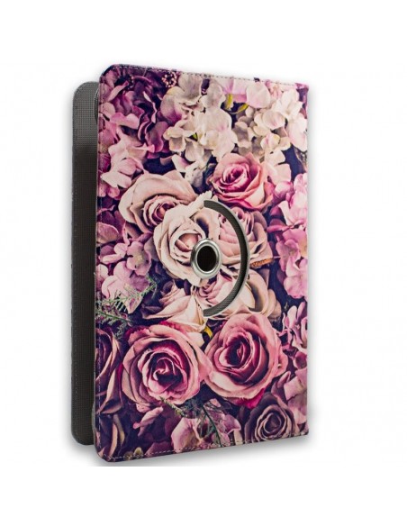 Funda polipiel soporte universal tablets 10'' pulgadas diseño Flores