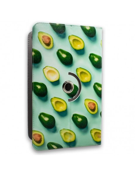 Funda polipiel soporte giratorio universal tablets 9,7 - 10 pulgadas diseño Aguacates (Panorámica)