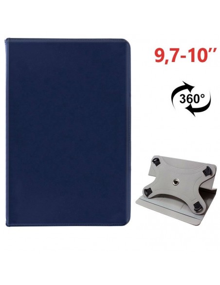 Funda polipiel soporte giratorio universal tablets 9,7 - 10 pulgadas azul (Panorámica)